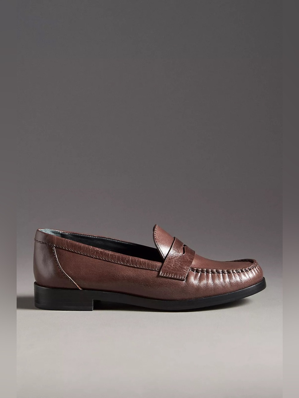 Reformation Ani Ruched Flat Loafers Leather in Espresso Penny Loafers Size 9.5